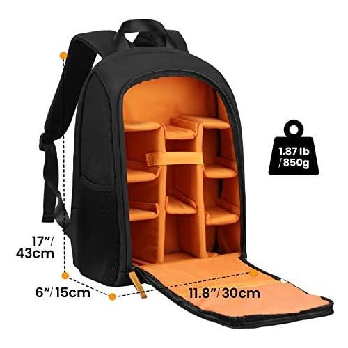  TARION Camera Backpack Waterproof Camera Bag Large Capacity Camera Case Photography Backpack with 15 Inch Laptop Compartment Rain Cover for Men Women Photographer DSLR SLR Cameras