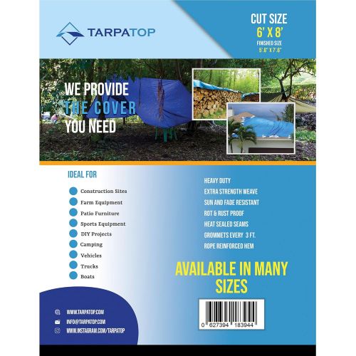  TARPATOP Waterproof Tarp Multi-Purpose 30x40-Blue Poly Tarpaulin with aluminum grommets-Rot, Rust And UV Resistant-Cover and Emergency protector Shelter-For Cars, Boats, Construction Contra