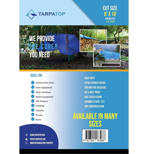  TARPATOP Waterproof Tarp Multi-Purpose 30x40-Blue Poly Tarpaulin with aluminum grommets-Rot, Rust And UV Resistant-Cover and Emergency protector Shelter-For Cars, Boats, Construction Contra