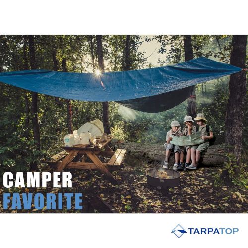  TARPATOP Waterproof Tarp Multi-Purpose 30x40-Blue Poly Tarpaulin with aluminum grommets-Rot, Rust And UV Resistant-Cover and Emergency protector Shelter-For Cars, Boats, Construction Contra