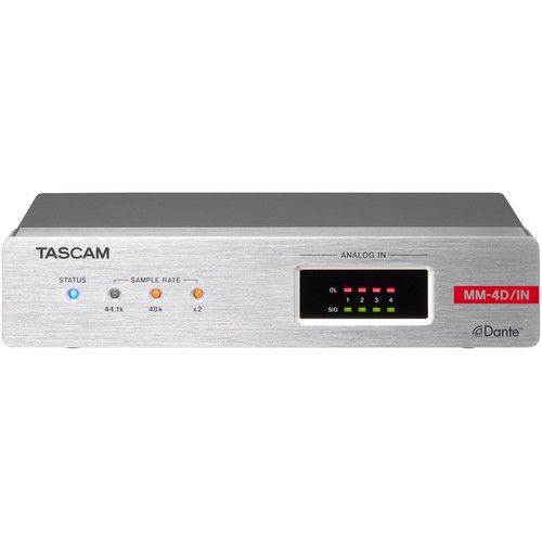  TASCAM MM-4D/IN-E 4-Channel Mic/Line Input Dante Converter with Built-In DSP Mixer