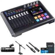 TASCAM Mixcast Podcast Kit with Mixer-Recorder, Microphone, Stand with Boom, and Cable