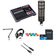 TASCAM Mixcast 4 Four-Person Podcast Value Kit with Limelight Mics, Boom Arms, and Headphones