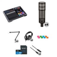 TASCAM Mixcast 4 Four-Person Podcast Value Kit with Limelight Mics, Boom Arms, and Headphones