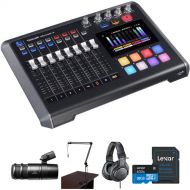 TASCAM Mixcast Podcast Kit with Mixer-Recorder, Microphone, Boom Arm, and Headphones