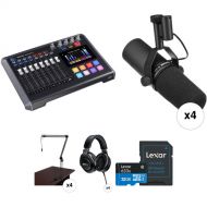 TASCAM Mixcast 4-Person Podcast Studio Kit with Shure SM7B Microphones