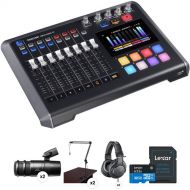 TASCAM Mixcast 2-Person Podcast Kit with Mixer-Recorder, Microphones, Boom Arms, and Headphones