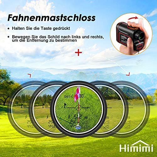  [아마존베스트]Himimi Rangefinder Golf 1000 m / 1100 Yards Hunting Rangefinder 6X/7X Magnification Laser Meter IP54 Waterproof for Flag Lock, Distance, Speed, Altitude, Tilt Measurement etc.