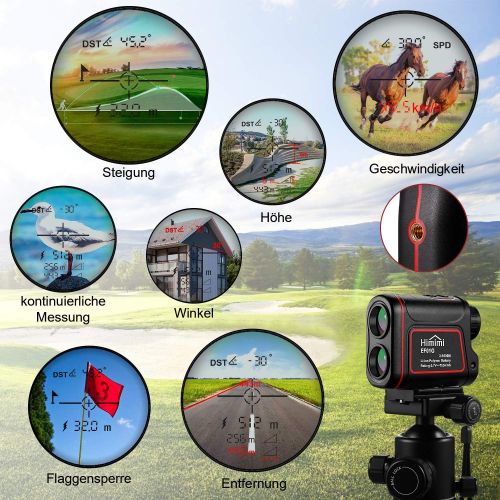  [아마존베스트]Himimi Rangefinder Golf 1000 m / 1100 Yards Hunting Rangefinder 6X/7X Magnification Laser Meter IP54 Waterproof for Flag Lock, Distance, Speed, Altitude, Tilt Measurement etc.