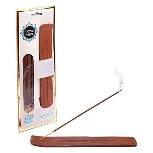  인센스스틱 TATVA YOG 20 Perfumed Incense Sticks with Incense Holder | Sandalwood | Rose | Jasmine | Patchouli | Lavender | Gardenia | Flavors (Sandalwood Flavor)