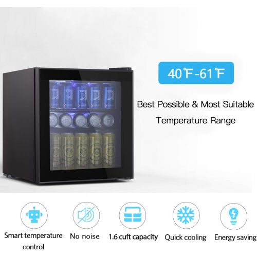  [아마존베스트]TAVATA Beverage Refrigerator and Cooler - 1.6 Cu. Ft. Drink Fridge with Glass Door for Soda, Beer or Wine - Small Beverage Center with 1 Removable Shelves for Office/Man Cave/Basements/Ho