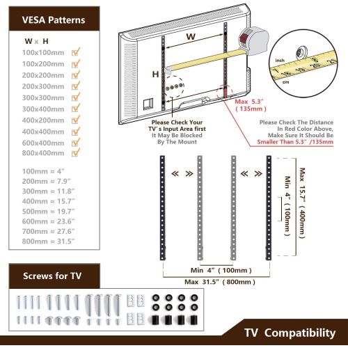  [아마존베스트]TAVR Furniture TAVR Universal Table Top TV Stand Base TV Legs for Most 32 37 40 42 47 50 55 LCD LED Plasma Flat Screen TVs, Height Adjustable Leg TV Replacement Stand, Holds up to 88lbs, Max VESA