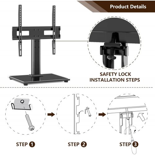  [아마존베스트]TAVR Furniture TAVR Universal Tabletop TV Stand Base for Most 27-55 Inch LED LCD Flat Screen TVs,Height Adjustable TV Replacement Stand with Tempered Glass Base,Hold up to 88lbs,VESA 400x400mm Ta