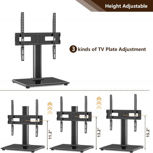  [아마존베스트]TAVR Furniture TAVR Universal Tabletop TV Stand Base for Most 27-55 Inch LED LCD Flat Screen TVs,Height Adjustable TV Replacement Stand with Tempered Glass Base,Hold up to 88lbs,VESA 400x400mm Ta