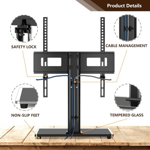  [아마존베스트]TAVR Furniture TAVR Universal Tabletop TV Stand Base for Most 27-55 Inch LED LCD Flat Screen TVs,Height Adjustable TV Replacement Stand with Tempered Glass Base,Hold up to 88lbs,VESA 400x400mm Ta