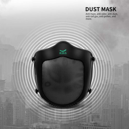  TBC Electric dust mask,Q5S N95 respirator with activated carbon filter,automatic fresh air purifying dustproof mask for pollen allergy,dust,Exhaust Gas,pm2.5 (AllBlack)