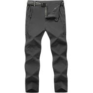 TBMPOY Men's Lightweight Hiking Pants with Belt 5 Zip Pockets Waterproof Quick-Dry Travel Fishing Work Outdoor Pants