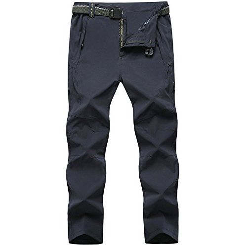  TBMPOY Mens Outdoor Quick-Dry Lightweight Waterproof Hiking Mountain Pants with Belt