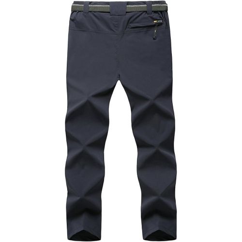  TBMPOY Mens Outdoor Quick-Dry Lightweight Waterproof Hiking Mountain Pants with Belt