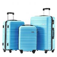 TBWYF Luggage Set 3 Piece Set Suitcase set Spinner Hard shell Lightweight (skyblue)