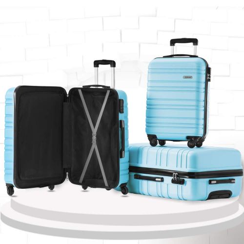  TBWYF Luggage Set 3 Piece Set Suitcase set Spinner Hard shell Lightweight (skyblue)