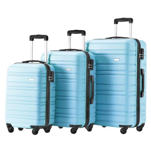  TBWYF Luggage Set 3 Piece Set Suitcase set Spinner Hard shell Lightweight (skyblue)