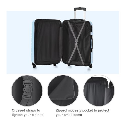  TBWYF Luggage Set 3 Piece Set Suitcase set Spinner Hard shell Lightweight (skyblue)