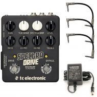 TC Electronic SpectraDrive Bass Preamp/Overdrive Pedal Bundle with 3 Patch Cables and Power Supply