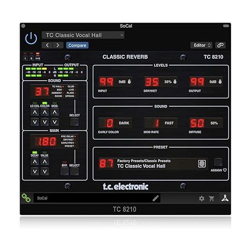  TC Electronic TC8210-DT Classic Mixing Reverb Plug-in with Optional Hardware Controller and Signature Presets