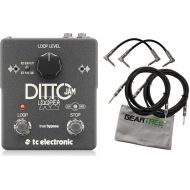 TC Electronic Ditto Jam X2 Looper Effects Pedal w/Polish Cloth and 4 Cables