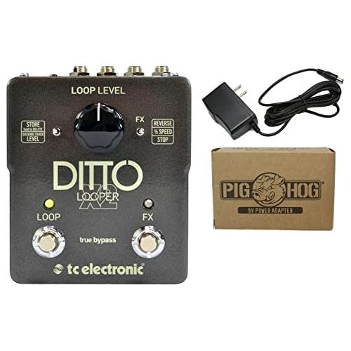  TC Electronic Ditto X2 Looper Pedal Bundle with Switchable Effects and ac power adapter