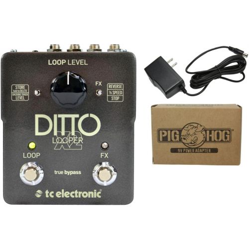  TC Electronic Ditto X2 Looper Pedal Bundle with Switchable Effects and ac power adapter