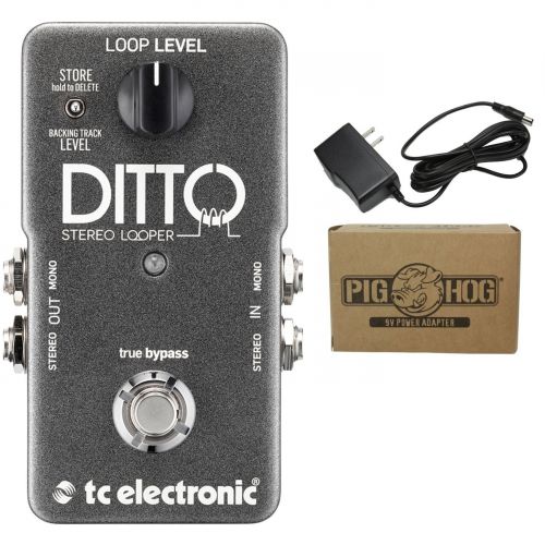  TC Electronic Ditto Stereo Looper Pedal Stereo I/O and Backing Track Option with 9V AC 1000mA Power Supply