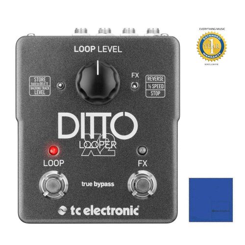  TC Electronic Ditto X2 Looper Effects Pedal with Microfiber and 1 Year Everything Music Extended Warranty