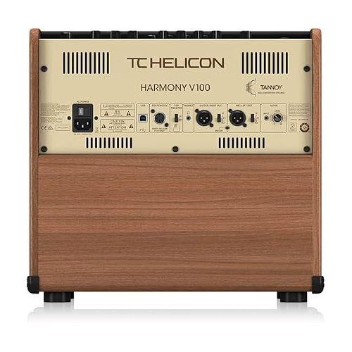  TC-Helicon Harmony V100 100 Watt 2 Channel Acoustic Amplifier with Vocal Processing, Looper, Tannoy Dual Concentric Speaker and 4-Button Footswitch