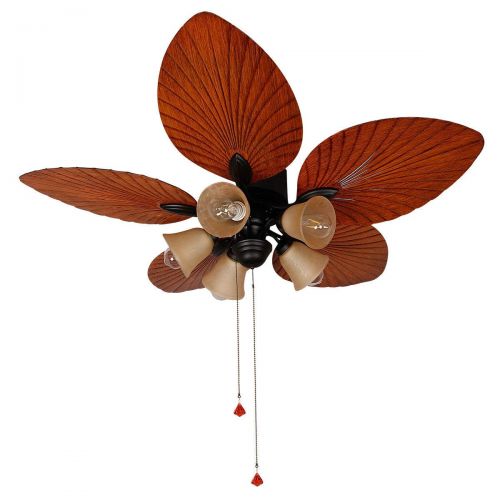  TC-Home 52 Antique Design Ceiling Fan with Light 5 Blades Retro Chandelier