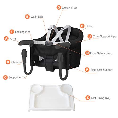  [아마존베스트]TCBunny Hook On Chair, Safe and High Load Design, Fold-Flat Storage and Tight Fixing Clip on Table High Chair, Machine-Washable and Anti-Cracking Fabric, Removable Seat Cushion, Fast Table