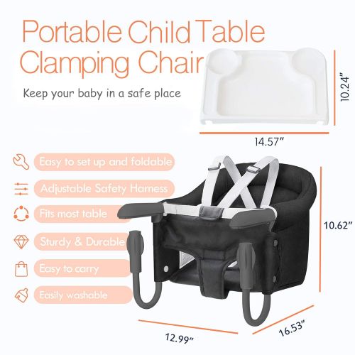  [아마존베스트]TCBunny Hook On Chair, Safe and High Load Design, Fold-Flat Storage and Tight Fixing Clip on Table High Chair, Machine-Washable and Anti-Cracking Fabric, Removable Seat Cushion, Fast Table