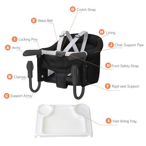  [아마존베스트]TCBunny Hook On Chair, Safe and High Load Design, Fold-Flat Storage and Tight Fixing Clip on Table High Chair, Machine-Washable and Anti-Cracking Fabric, Removable Seat Cushion, Fast Table