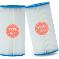 TCDONT Type A or C Pool Filter Replacement Cartridge, Compatible with Intex 29000E/59900E, Easy Set Pool Filters, for Above Ground Pools, Pack of 2