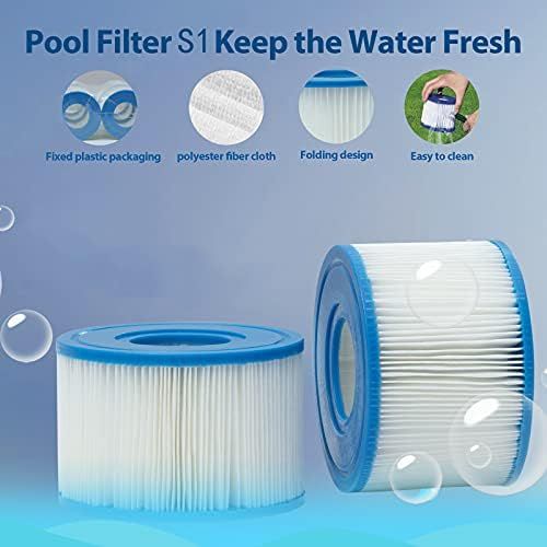  TCDONT Type S1 Filter Cartridge, for Intex Spa Filter 11692, 29001E, PureSpa 28403E, 28407E, 28443E, 28453E, 28421E, 28423E, Type S1 Reusable Hot Tub Filter