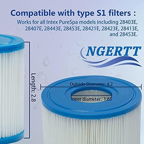  TCDONT Type S1 Filter Cartridge, for Intex Spa Filter 11692, 29001E, PureSpa 28403E, 28407E, 28443E, 28453E, 28421E, 28423E, Type S1 Reusable Hot Tub Filter