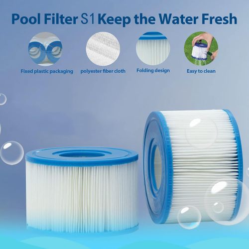  TCDONT Type S1 Filter Cartridge, for Intex Spa Filter 11692, 29001E, PureSpa 28403E, 28407E, 28443E, 28453E, 28421E, 28423E, Type S1 Reusable Hot Tub Filter