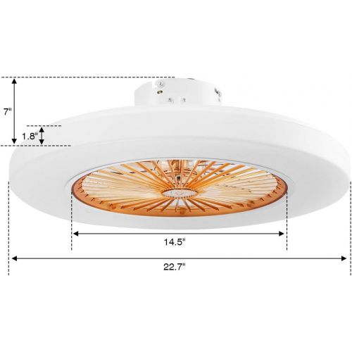  [아마존베스트]TC-Home 22 inches Ceiling fan with light LED 3 Speeds Invisible Blades close to Ceiling Bedroom