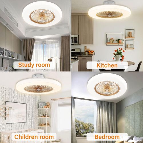  [아마존베스트]TC-Home 22 inches Ceiling fan with light LED 3 Speeds Invisible Blades close to Ceiling Bedroom