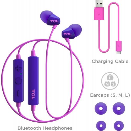  TCL SOCL100BT Wireless in-Ear Earbuds Bluetooth Headphones with Quick Charge and Built-in Mic - Sunrise Purple