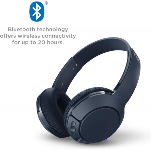  TCL MTRO200BT Wireless On-Ear Headphones Super Light Weight Headphones with 32mm Drivers for Huge Bass and 20 Hour Playtime  Slate Blue