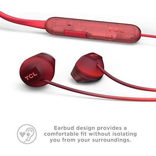  TCL SOCL200BT Wireless Earbuds Bluetooth Headphones with 12.2mm Speaker Drivers for Rich Bass and Clear Sound, Built-in Mic - Sunset Orange