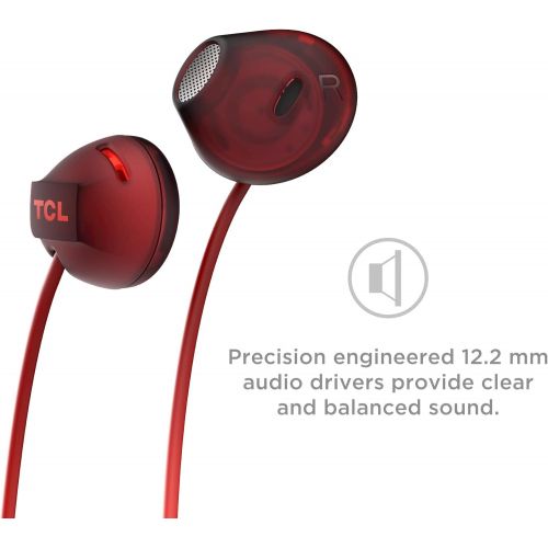  TCL SOCL200BT Wireless Earbuds Bluetooth Headphones with 12.2mm Speaker Drivers for Rich Bass and Clear Sound, Built-in Mic - Sunset Orange
