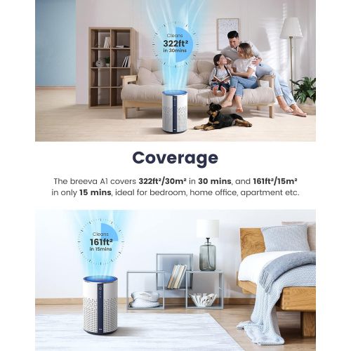  TCL Air Purifier for Home Room Bedroom True H13 HEPA Air Filter Remove 99.97% Smoke Odor Pet Dander Dust Pollen Mold Air Cleaner Metal Design with Night Light